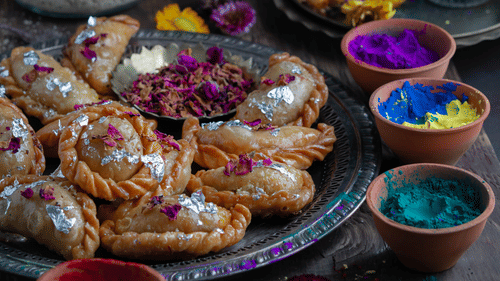 Holi delicacies and colours