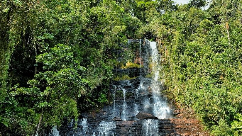 Jhari Waterfalls cascading down the mountain
