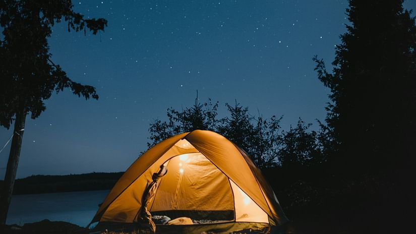 Camping beneath the stars at night