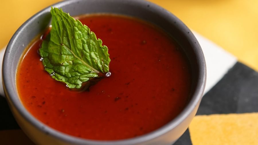 Tomato soup at Hotel Aadithya, Chennai