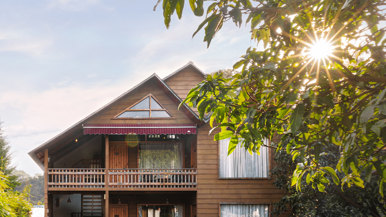 Facade view of the Pinewood Cottage at the Sylvan Retreat, Dehradun.