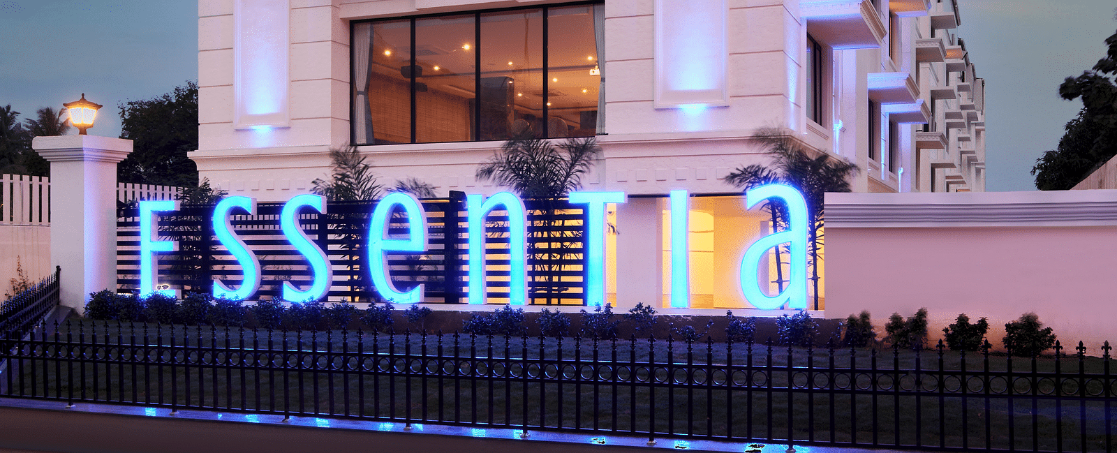 Facade of Essentia Premier Hotel, Chennai during the evening