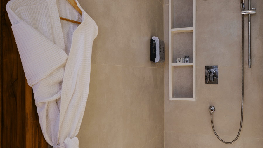 The Sea View Room (Front View) bathroom at Swosti Premium Beach Resorts, Puri, with 