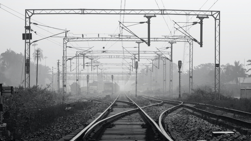 Foggy view of railway tracks
