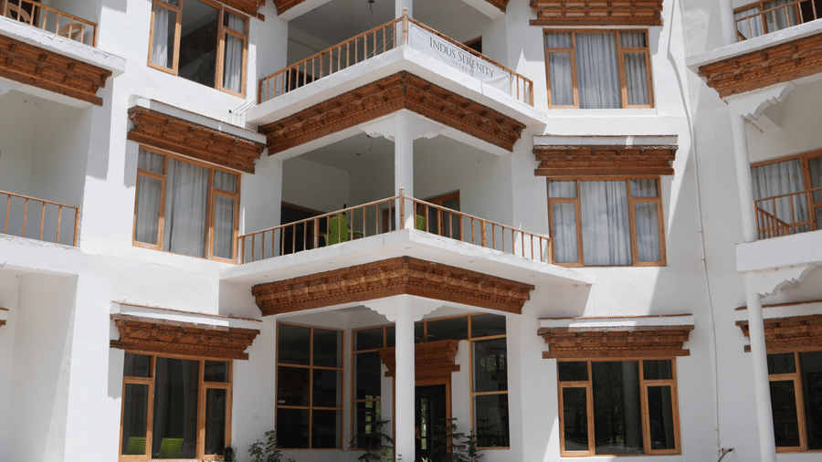 A multi-storeyed building with sky in the backdrop | Indus Serinity, Leh Ladakh