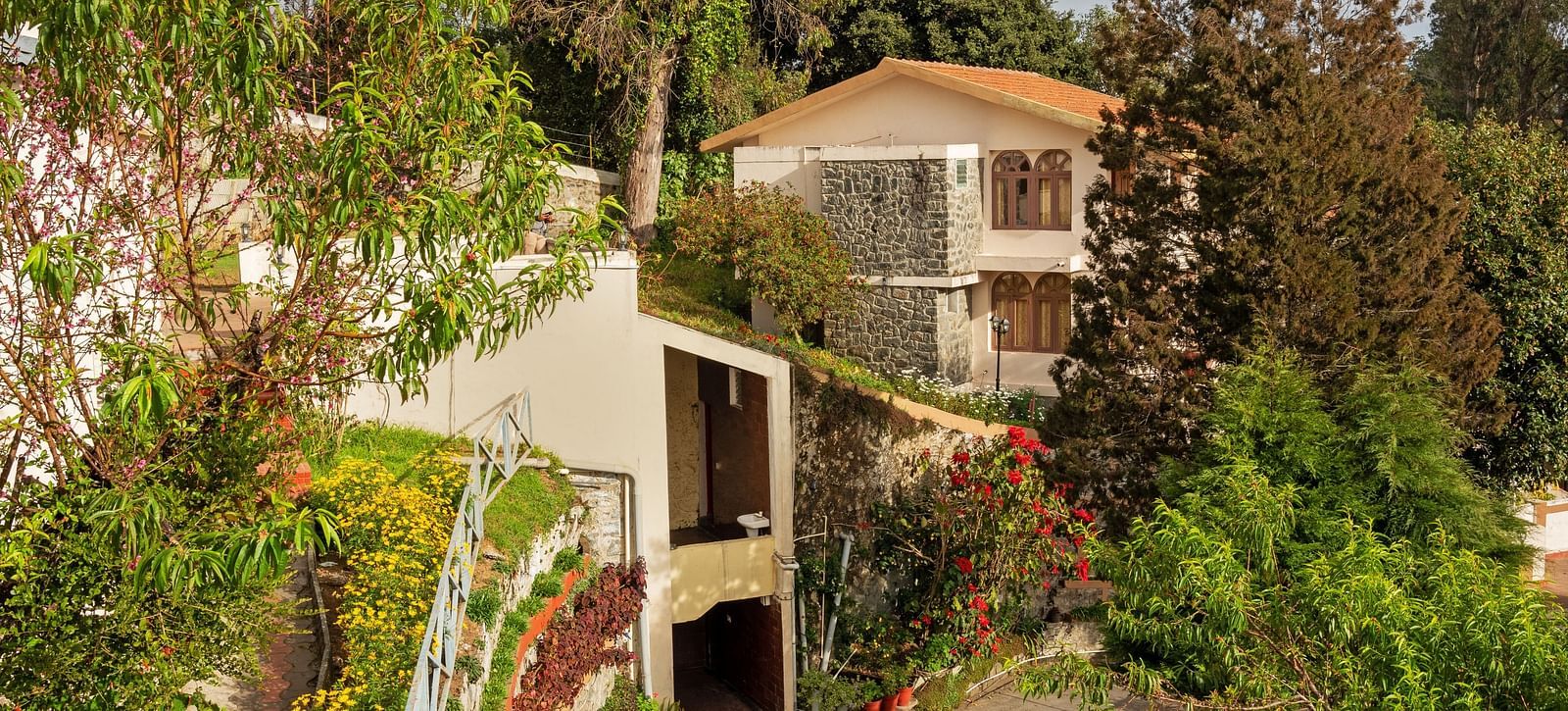 An outside view of a restaurat set amidst the trees | Mango Hill, Kodaikanal