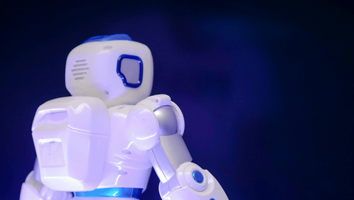 Shot of a electronic robot on display.