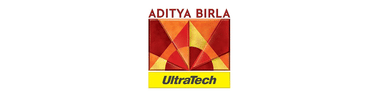 Aditya Birla group logo with red triangular emblem on yellow background and corporate typography representing multinational conglomerate in client logos