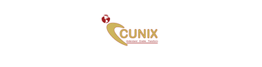 CUnix logo with minimal typography and subtle accent mark representing technology or software solutions company displayed within corporate partners logos section