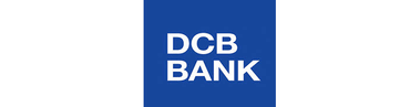 DCB Bank logo with blue square background and white typography representing Indian private sector bank displayed in financial partners section