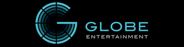 Globe Entertainment logo with teal globe graphic and bold typography on dark background representing media and entertainment company in client logos
