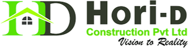 Hori D Construction Pvt Ltd corporate logo featuring a stylised HD lettermark with a house icon integrated into the design accompanied by Hori D Construction Pvt Ltd and Vision to Reality tagline representing a real estate or construction company displayed in client partners logo grid