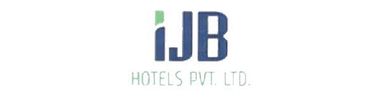 IJB Hotels Pvt Ltd logo with blue and green typography representing hospitality management company in client logos grid