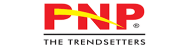 PNP The Trendsetters corporate logo featuring bold red PNP lettermark with a stylised dot detail above the THE TRENDSETTERS tagline in grey representing a fashion or retail brand displayed in client partners logo grid