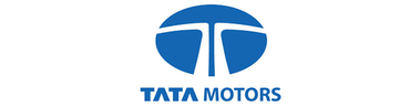 Tata Motors logo featuring blue oval emblem with stylised T symbol and company name representing Indian automotive manufacturer displayed in corporate associations