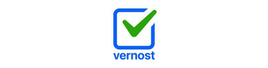 Vernost logo with green check icon and blue typography representing corporate services or consulting company displayed in partners section