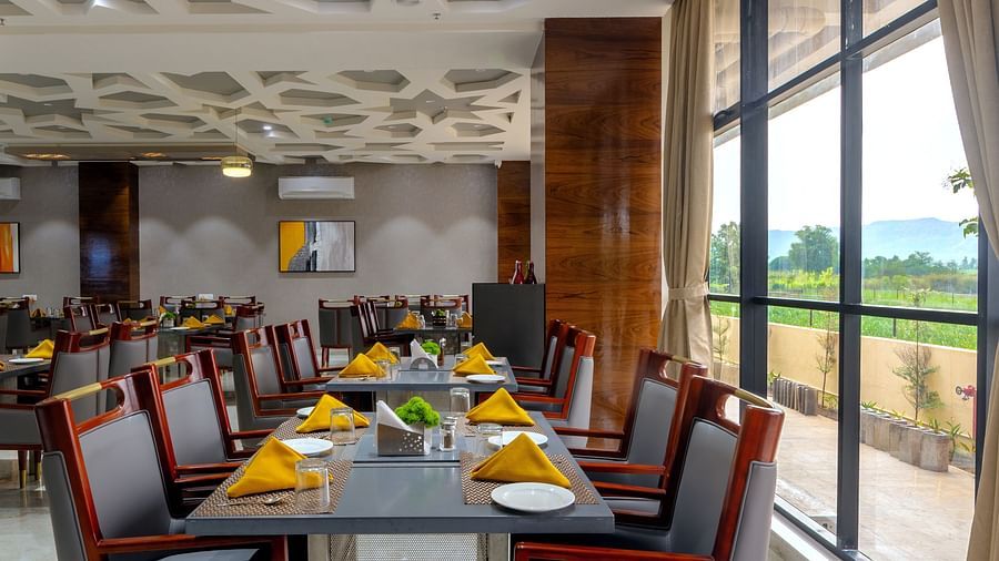 Seating arrangement inside Saffron restaurant - VITS Satyajeet Karad