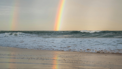 rainbow on beach