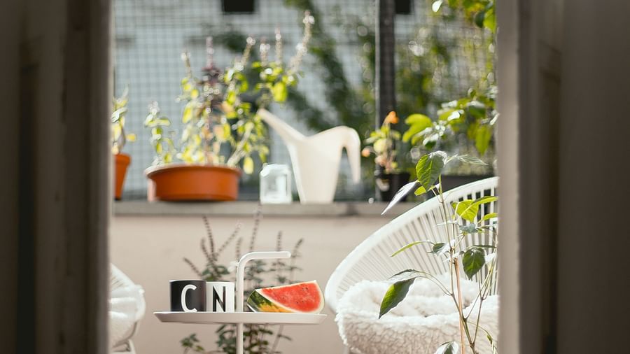 Lime Tree Hotel Golf Course Extension Road Gurgaon - Chairs and a table on a balcony with small potted plants
