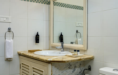 Deluxe Lake Facing Rooms bathroom at Ram Pratap Palace