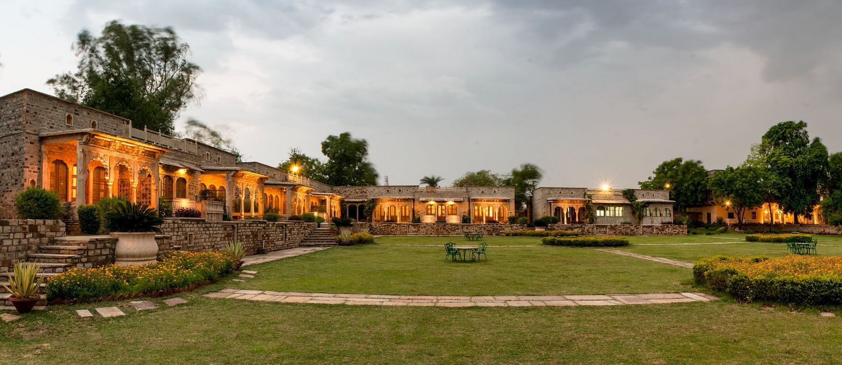 Deo Bagh - 17th Century, Gwalior - a panoramic view of Deo Bagh resort in Gwalior during evening time