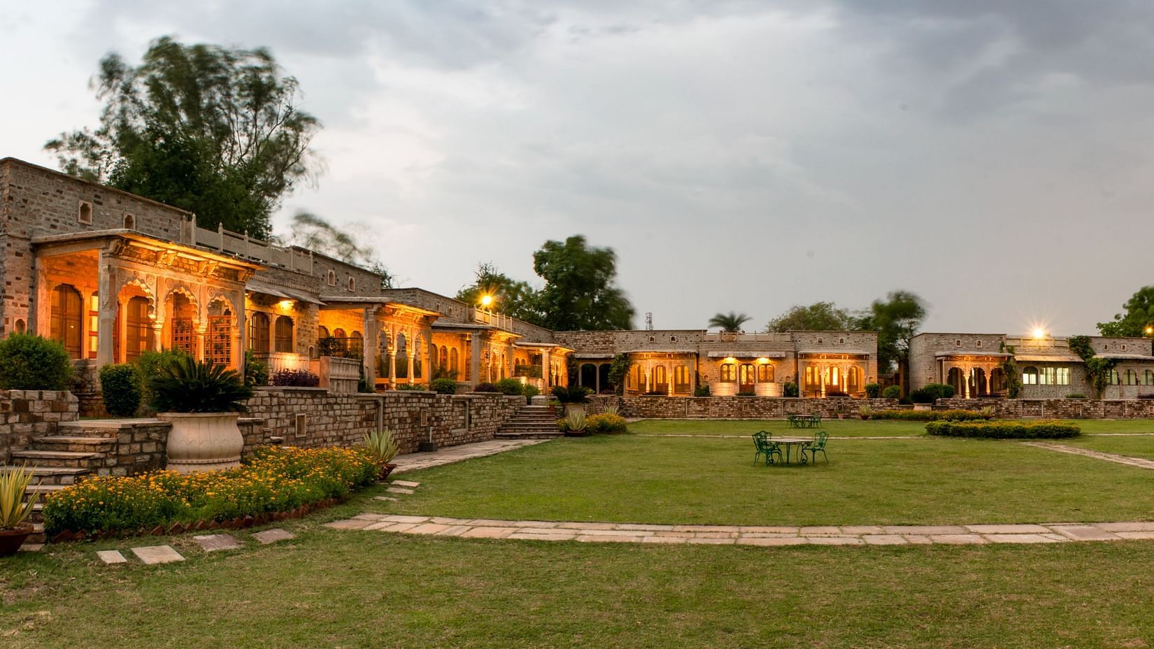 Deo Bagh - 17th Century, Gwalior - a panoramic view of Deo Bagh resort in Gwalior during evening time