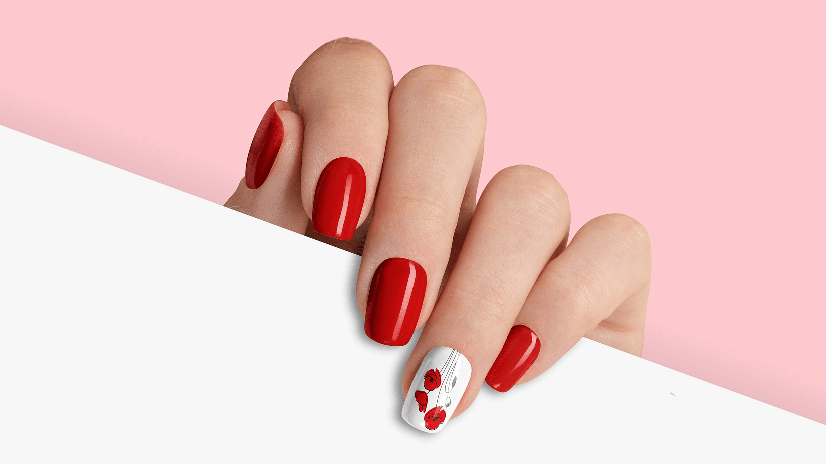 a close up Image of nails with red nail paint - Best Salon in Guwahati