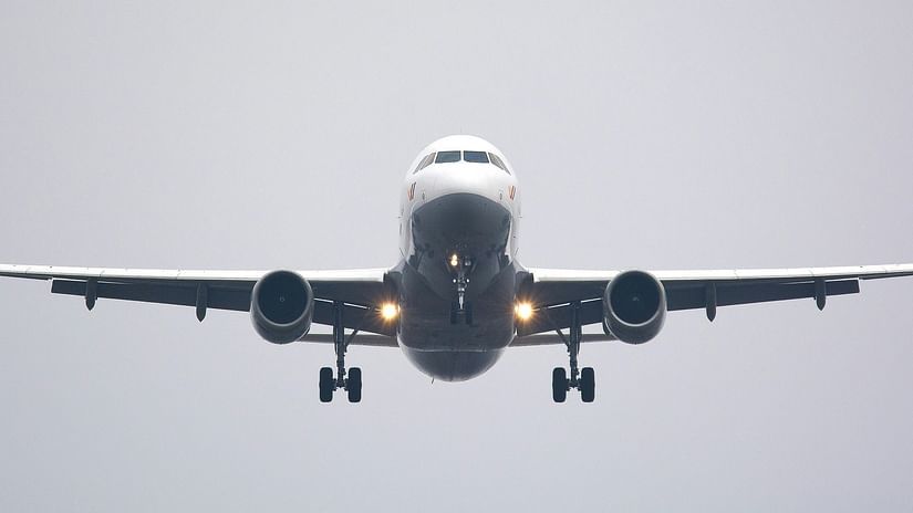 An airplane flying in the air.