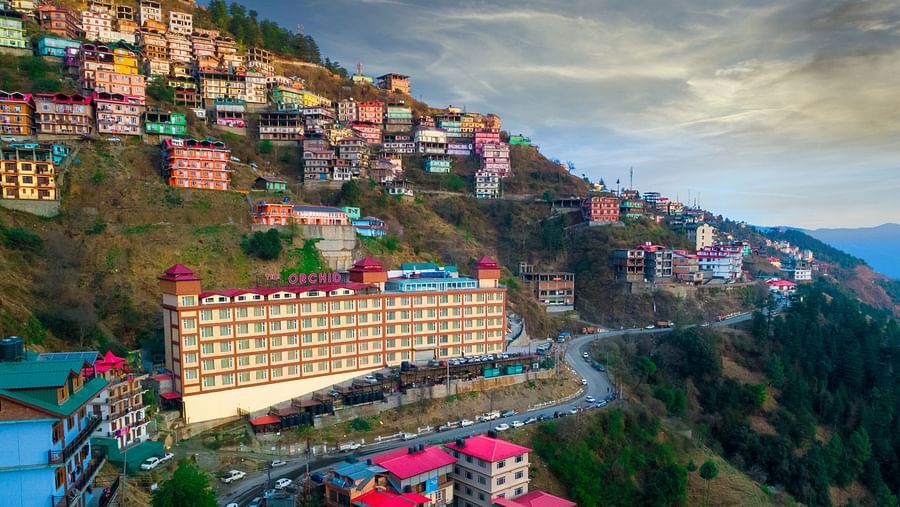A spectacular view of the Orchid hotel from afar - The Orchid Hotel Shimla