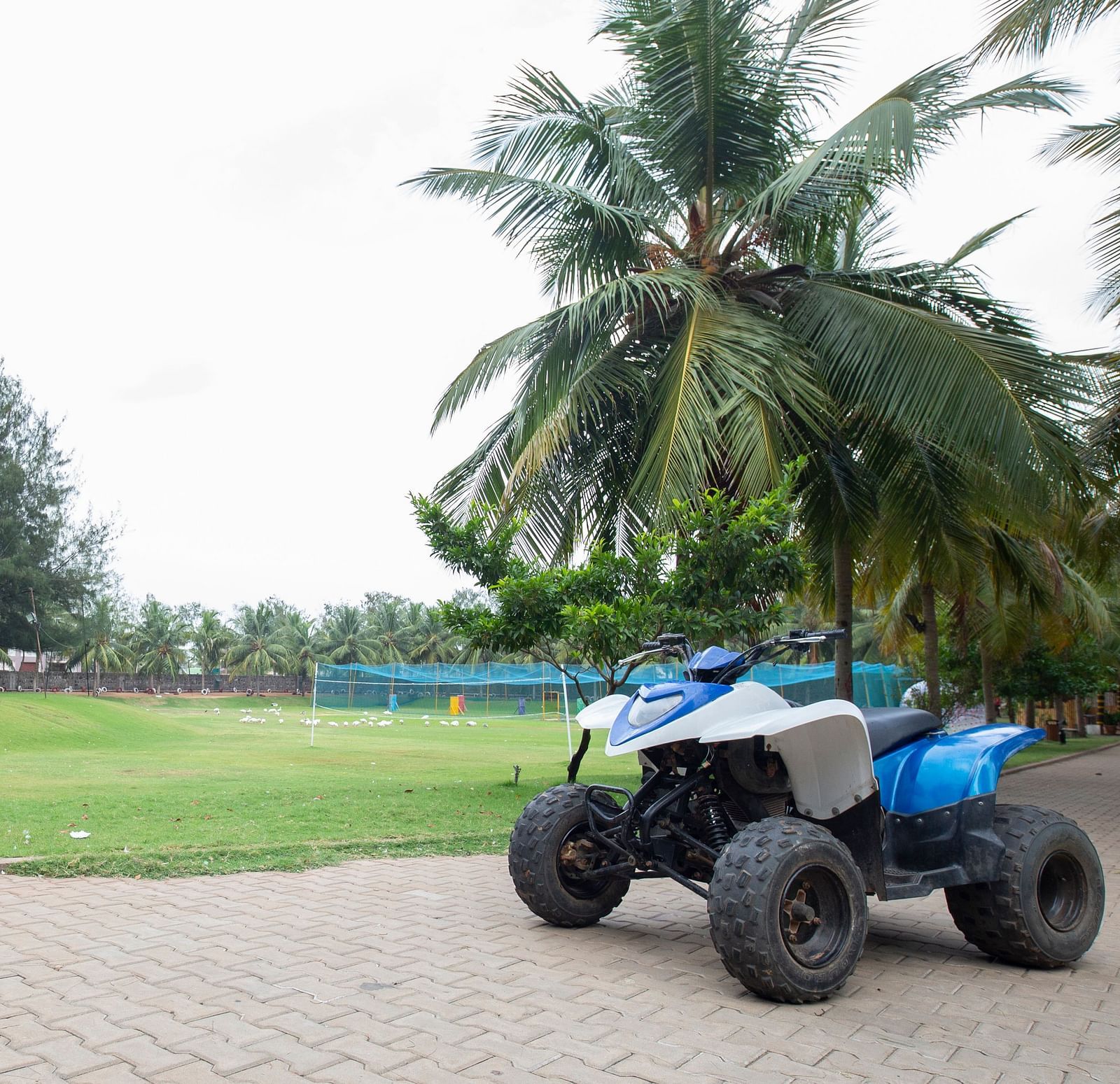 The LORDS Lawn with an ATV in front of it at Ocean Spray, Pondicherry