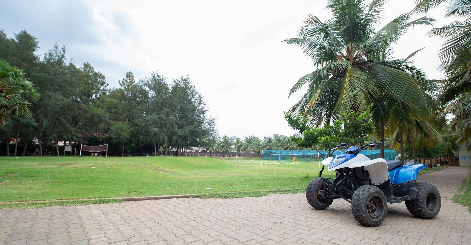 The LORDS Lawn with an ATV in front of it at Ocean Spray, Pondicherry
