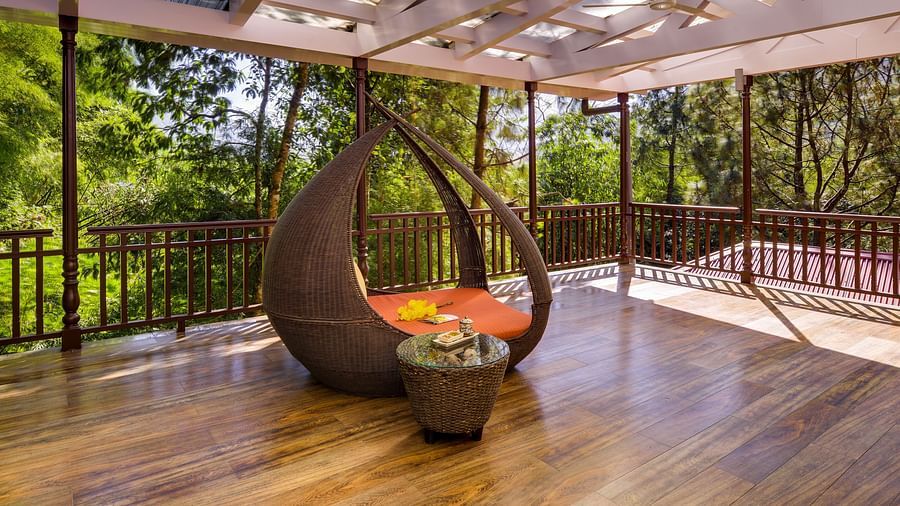 a seating sofa at the yoga deck -  Mayfair Spa Resort & Casino Gangtok 