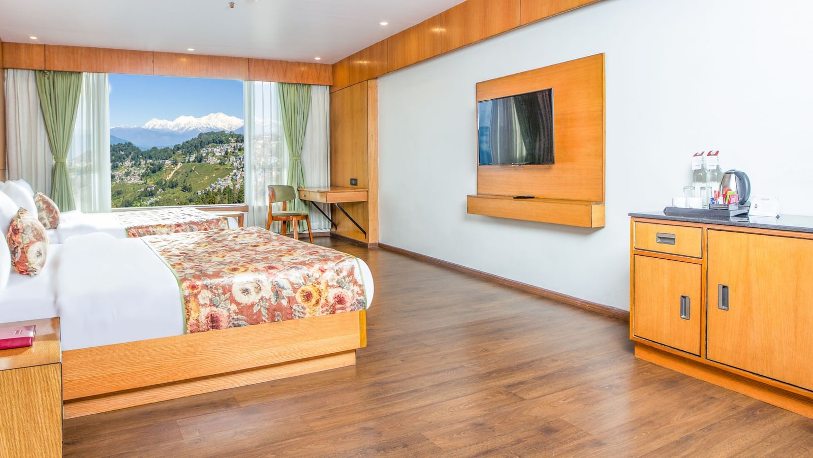 King Family Suite with View, two spaicous beds along with wall mounted television
