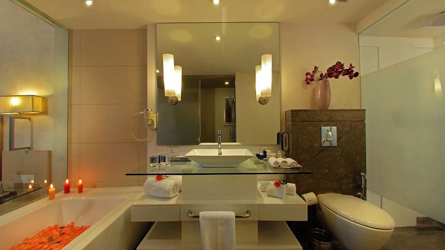 Bathroom at Hotel Park Plaza, Faridabad - A Carlson Brand Managed by Sarovar Hotels, Hotels in Faridabad