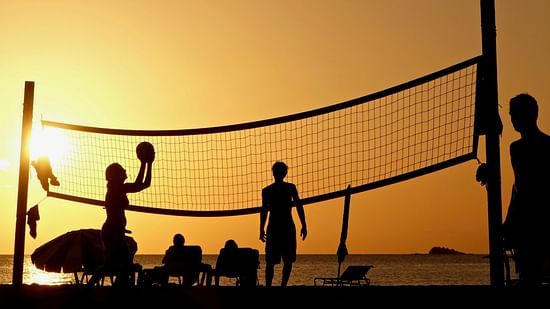Picture of few people playing in the evening time