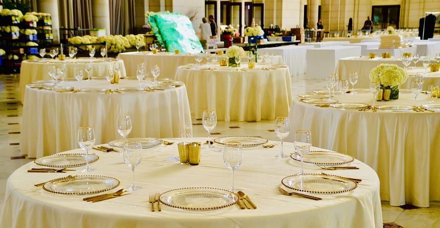 alt-text banquet hall set up for an event