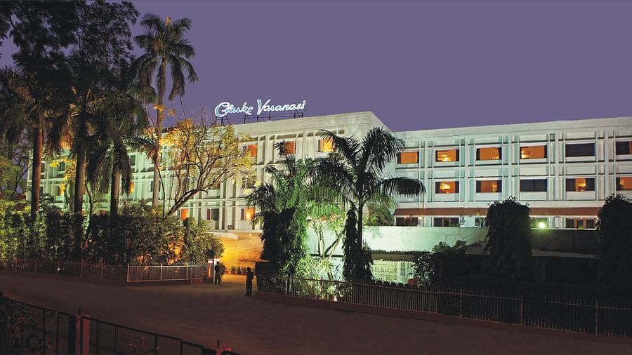 Clarks Varanasi - the exterior facade of the white building of the hotel in Varanasi