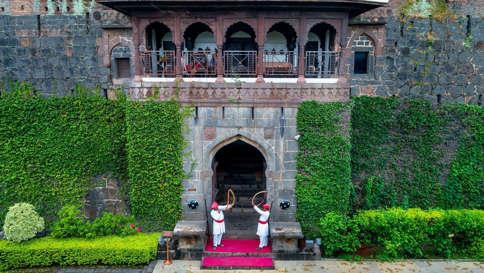Entrance to our heritage hotel, Fort Jadhavgadh, Pune