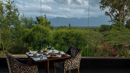 outdoor dining with a great view at our resort in Bandipur - The serai Bandipur