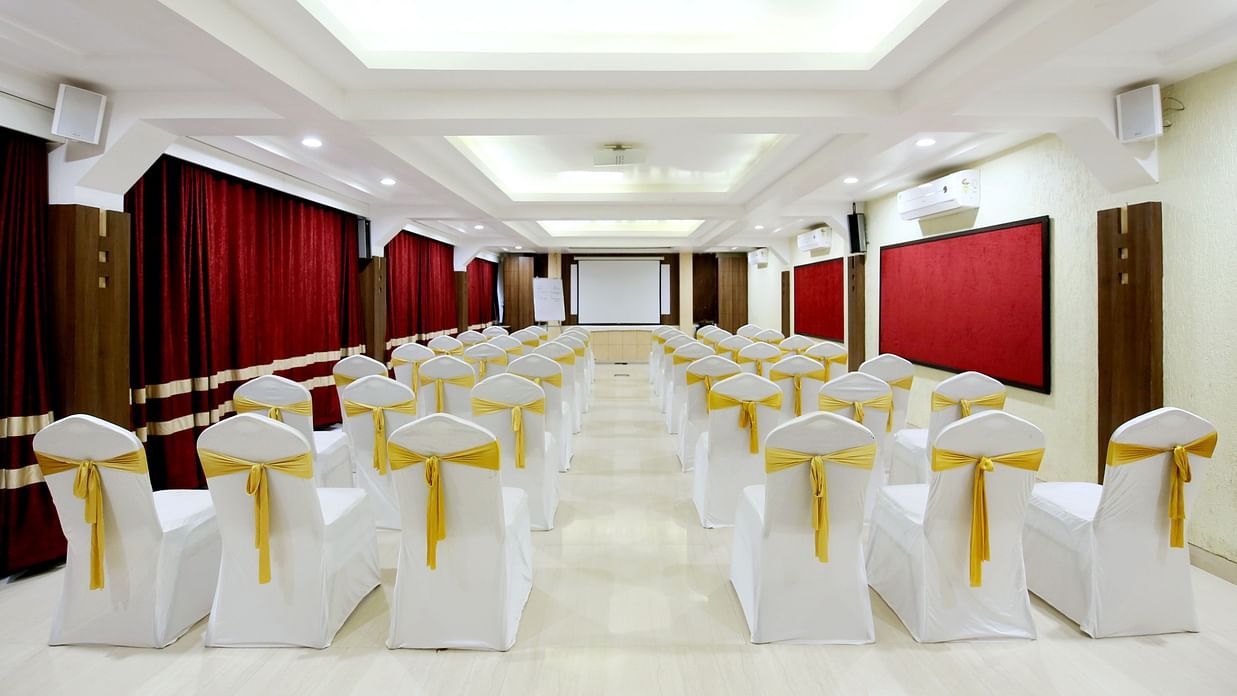 the indoor seating space at the banquet hall in Khandala - Zara