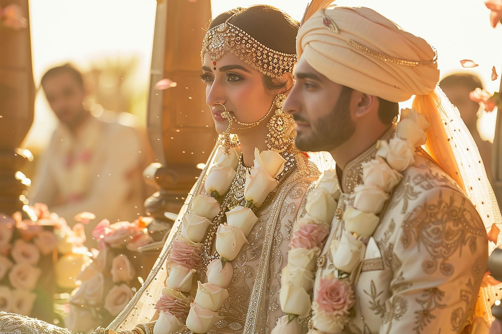 A picturesque scene of an Indian wedding, highlighting the rich traditions and joyous atmosphere at MAYFAIR Hotels & Resorts.