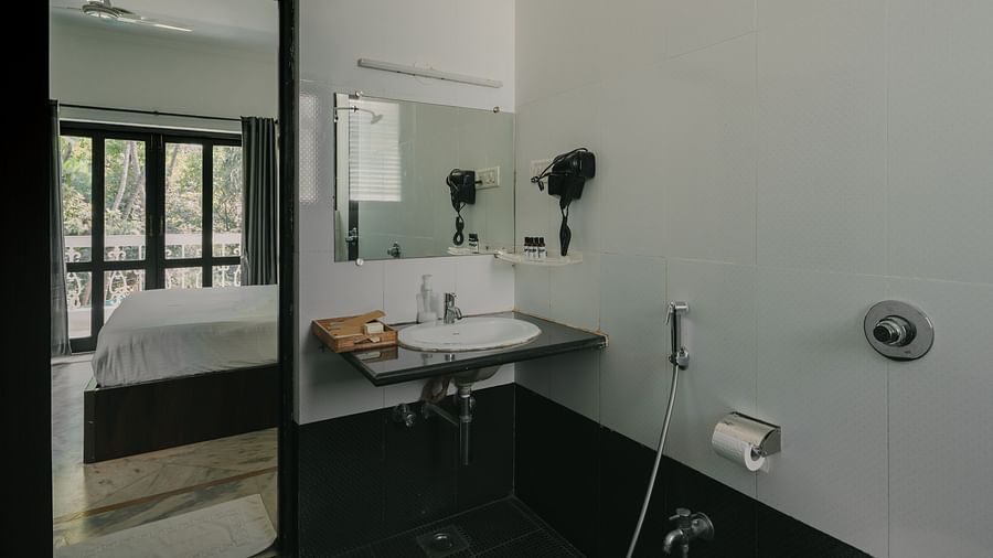 Elegant bathroom with modern fittings in the Three BHK Deluxe Villa at Richmonde Ananta Elite, Goa.