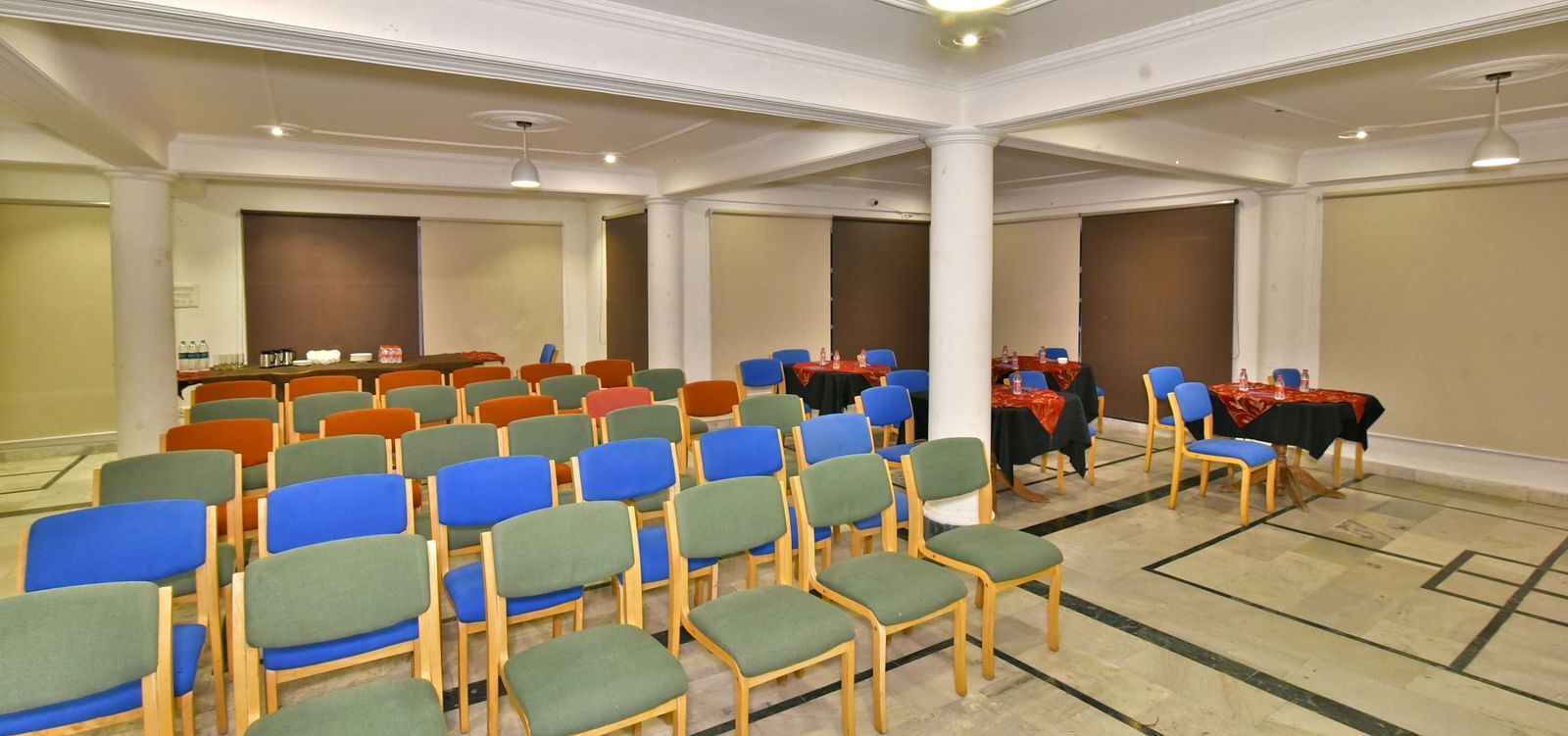 Event space with multiple chairs arranged at DLS Hillcrest Resort, Shimla.