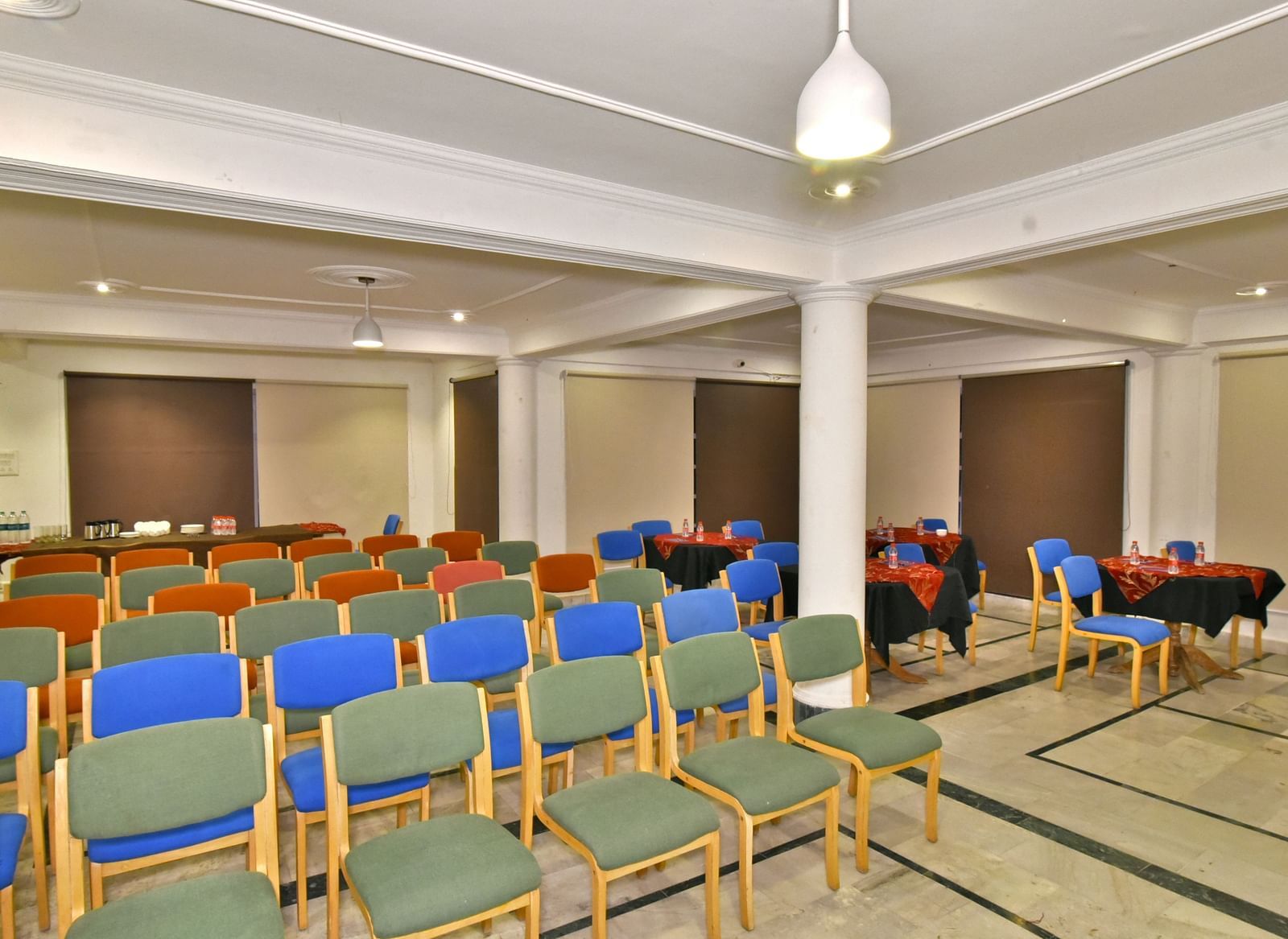 Event space with multiple chairs arranged at DLS Hillcrest Resort, Shimla.