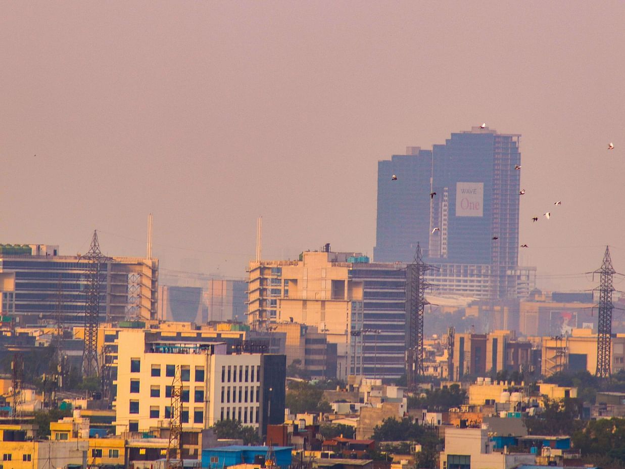 Cityscape with dusky sky
