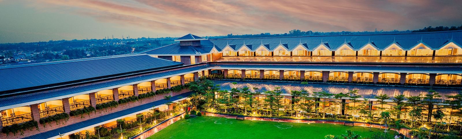 facade image of mayfair hotels and resorts captured during the sunset