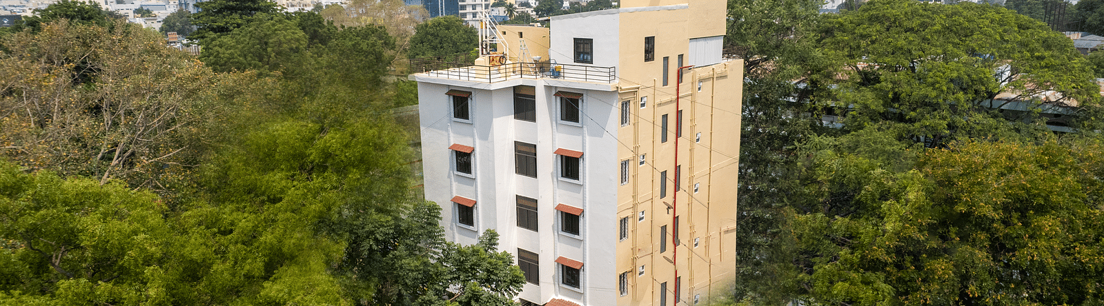 Aerial facade view of Hotel Vinayaga, Tiruppur. 