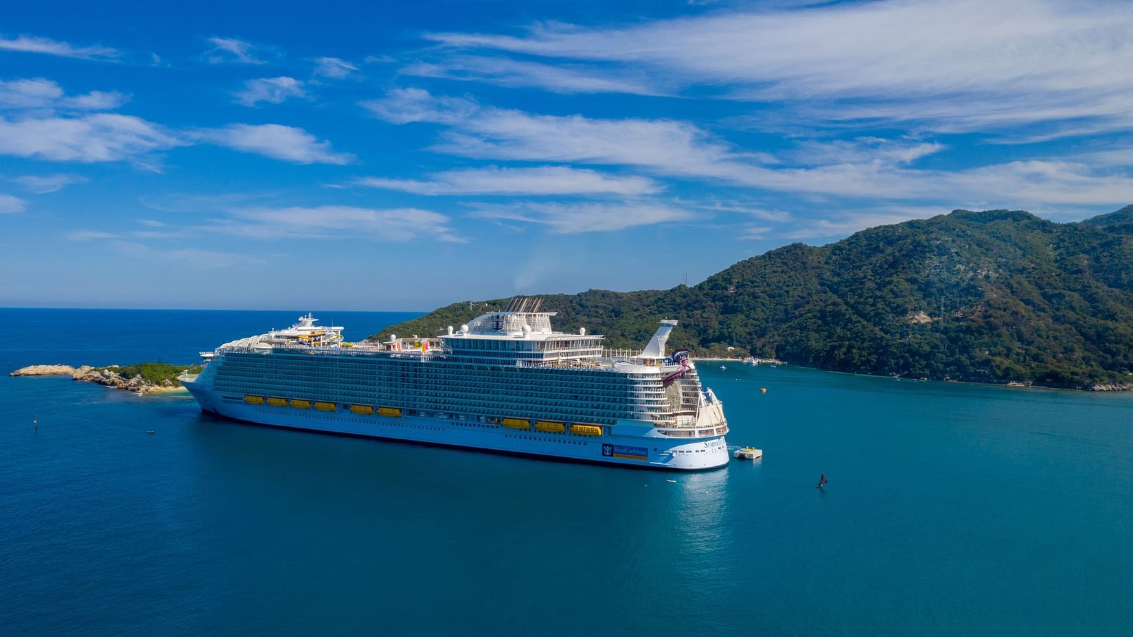 a white cruise floating in the middle of an ocean
