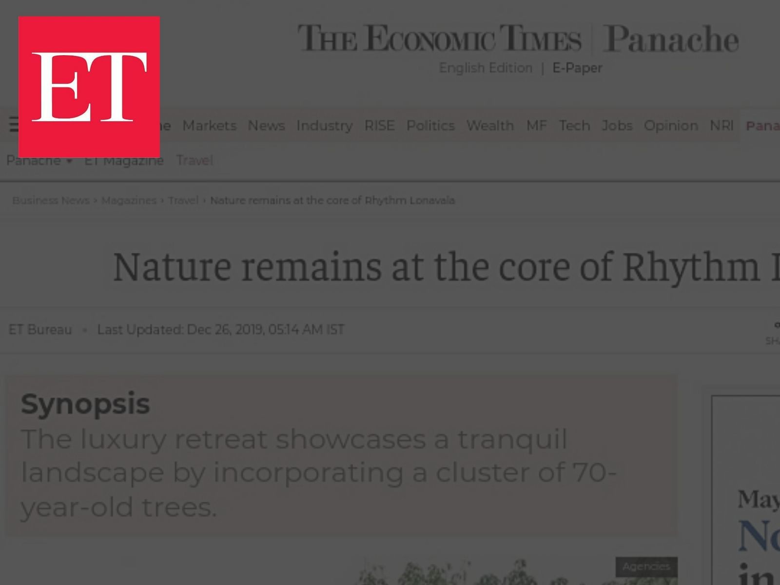 an image of Economic times thumbnail - Rhythm Lonavala