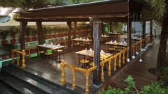 overhead view of the outdoor dining area of the restaurant - Royal Kingdom Sarovar Portico, Pilibhit